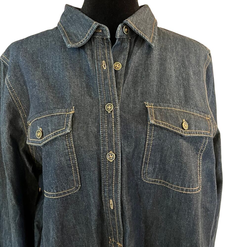 Chaps Denim long sleeve partial button down dress size L